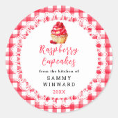 自家製ラズベリーカップケーキ食品ラベル ラウンドシール (正面)
