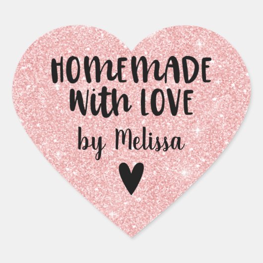 自家製ラブピンクグリッター ハートシール (正面)
