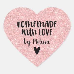 自家製ラブピンクグリッター ハートシール