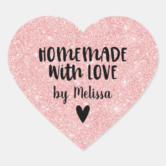 自家製ラブピンクグリッター ハートシール (正面)