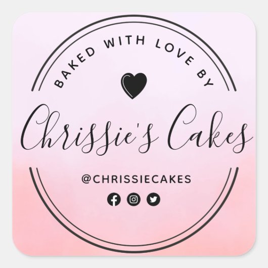 自家製ラブリーウォーター色のスクリプトレタリング スクエアシール (正面)