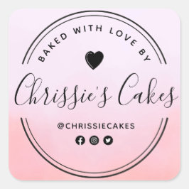 自家製ラブリーウォーター色のスクリプトレタリング スクエアシール