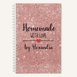 自家製ラブ赤面ピンクグリッターレシピ ノートブック