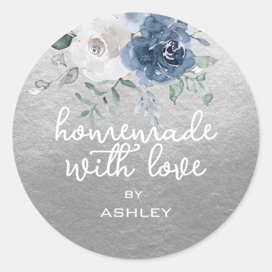 自家製ラヴフローラブルーバラシルバーギフト ラウンドシール (正面)