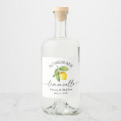 自家製リモンチェロ書道水彩画レモン リキュールボトルラベル (正面)