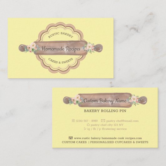 自家製レシピベーカリー黄 名刺 (正面/裏面)