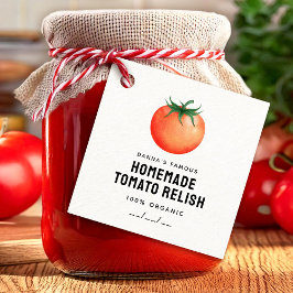 自家製レシピ用トマトソースラベル 赤いトマトのイラスト入り フェイバータグ