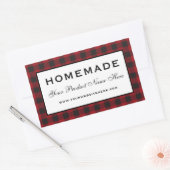 自家製レッドプレイド 長方形シール (封筒)