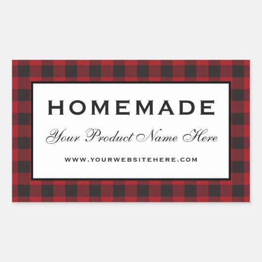 自家製レッドプレイド 長方形シール (正面)