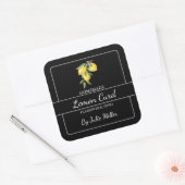 自家製レモンカードスクエアラベルブラック スクエアシール (封筒)