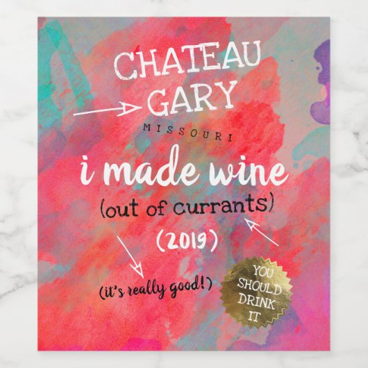 自家製ワイパーソナライズされたンラベルの汚れた水色 ワインラベル (シングルラベル)