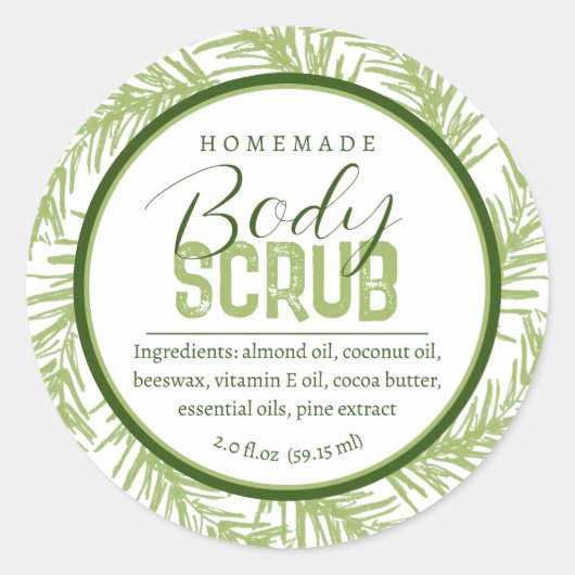 自家製体スクラブ成分グリーン植物松 ラウンドシール (正面)