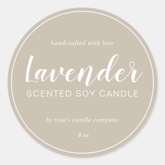 自家製大豆キャンドルシック書道グレー ラウンドシール (正面)