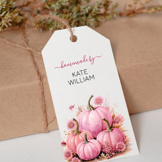 自家製秋のピンクテーマラベル ギフトタグ
