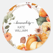 自家製秋の水彩テーマラベル ラウンドシール (正面)