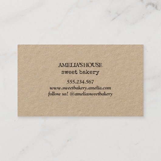 自家製素朴なロゴカスタムクラフトシンプル 名刺 (裏面)