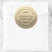 自家製素朴クリスマスクッキーシャンパーニュ金ゴールド ラウンドシール (バッグ)