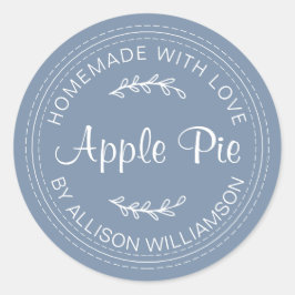 自家製素朴グッズ焼いたアップルパイデニムブルー ラウンドシール