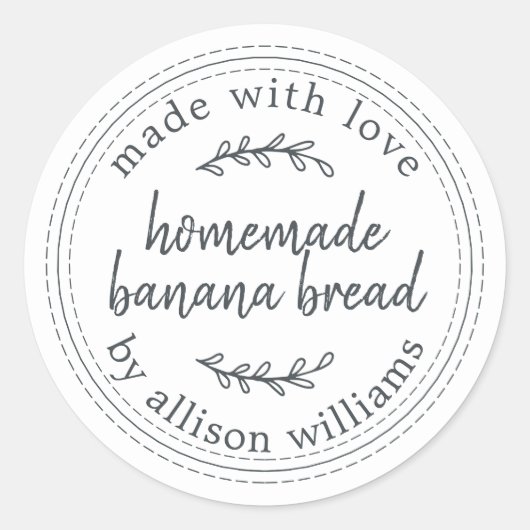 自家製素朴バナナパン白黒 ラウンドシール (正面)