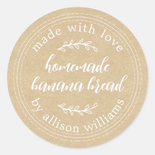 自家製素朴バナナブレッドクラフト紙 ラウンドシール (正面)