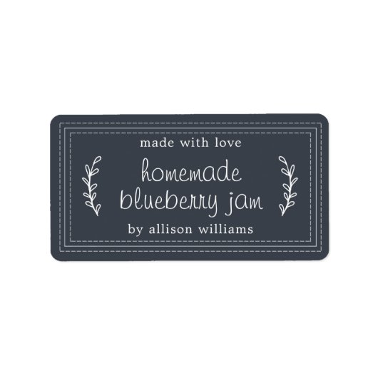 自家製素朴ブルーベリージャムキャニングダークブルー ラベル (正面)