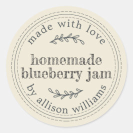 自家製素朴ブルーベリージャム缶アンティークホワイト ラウンドシール