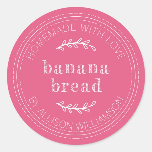 自家製素朴品バ焼いたナナパン熱ピンク ラウンドシール (正面)