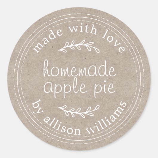 自家製素朴品焼いたアップルパイクラフト紙 ラウンドシール (正面)