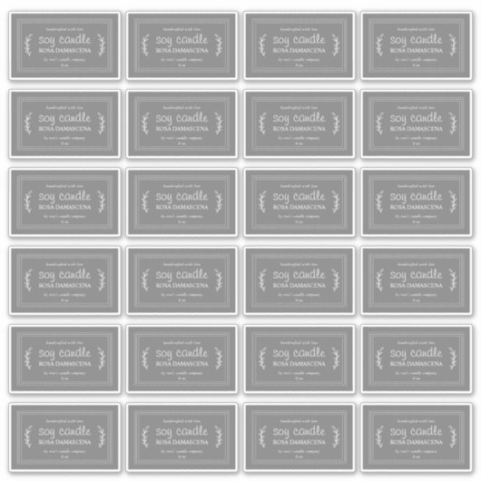 自家製素朴大豆キャンドルラベル24xダークグレー シール (正面)