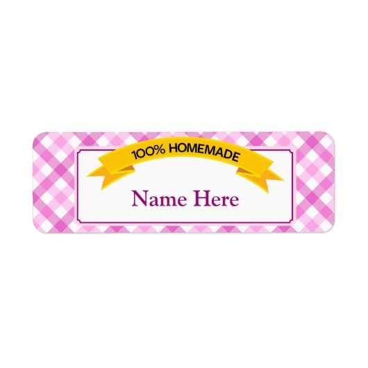 自家製100%食品ラベル – ピンク ラベル (正面)