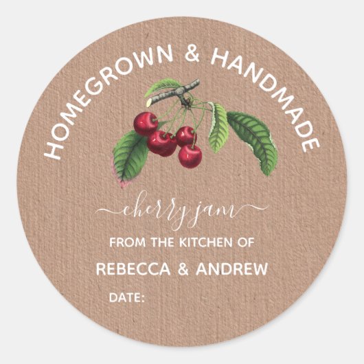 自家製&ハンドメイドさくらんぼジャムクラフト紙 ラウンドシール (正面)
