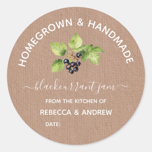 自家製&ハンドメイドブラックカラントジャムクラフト紙 ラウンドシール (正面)