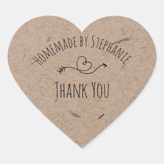 自家製 | Kraft紙ハートありがとう ハートシール (正面)