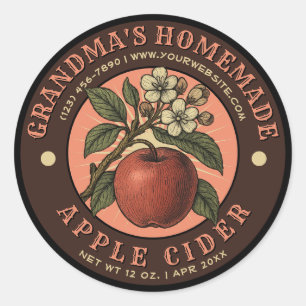 自家製Apple Ciderヴィンテージラベルテンプレート ラウンドシール
