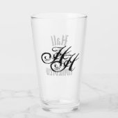 自家醸造バーウェアエレガントスクリプトモノグラムイニシャル タンブラーグラス (裏面)