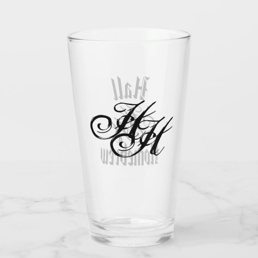 自家醸造バーウェアエレガントスクリプトモノグラムイニシャル タンブラーグラス (裏面)