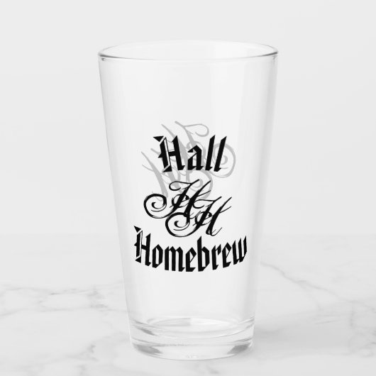 自家醸造バーウェアエレガントスクリプトモノグラムイニシャル タンブラーグラス (正面)