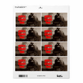 自家醸造ビールラベル蒸気ビールセピアレッドトレイン ラベル (フルシート)