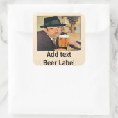 自家醸造ビール、ラベル、追加文字 スクエアシール (バッグ)