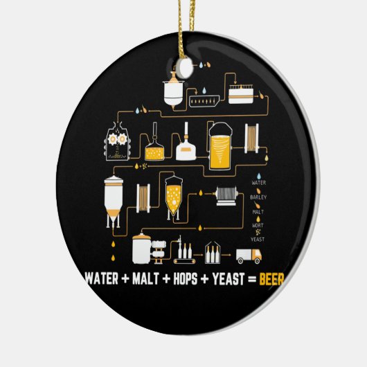 自家醸造ホップ酵母のビール製造サイクル図 セラミックオーナメント (左)