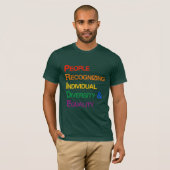自尊心: 個々の多様性を確認している人々 Tシャツ (正面フル)