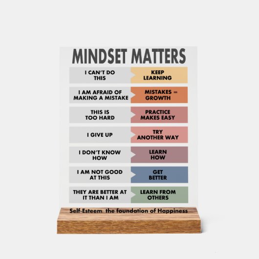 自尊心：幸福の基礎 アクリルサイン (正面)