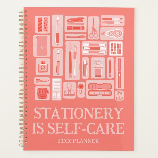 自己おもしろい気に引用文コーラルレッドアート プランナー手帳 (正面)