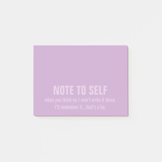 自己おもしろい紫へのメモ ポストイット (正面)