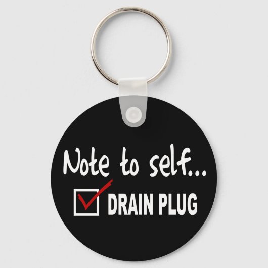 自己に注意…チェックドレンプラグ – ボおもしろいート キーホルダー (正面)