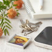 自己のポートレイトとストローハットヴァンゴッホファインアート キーホルダー (側面)