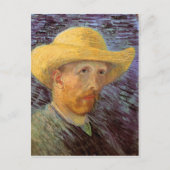 自己のポートレイトとストローハットヴァンゴッホファインアート ポストカード (正面)