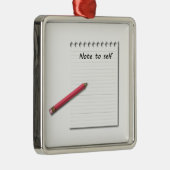 自己の紙および鉛筆へのノート メタルオーナメント (右)