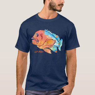 自己の魚の漫画のハタのTシャツ Tシャツ