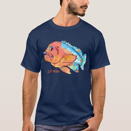 自己の魚の漫画のハタのTシャツ Tシャツ (正面)